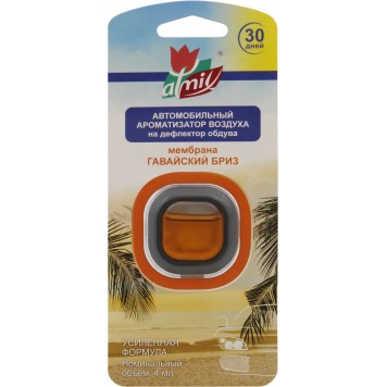 Ароматизатор воздуха Атмикс 4мл для авто.на дефлектор обдува, мембрана Гавайский бриз
