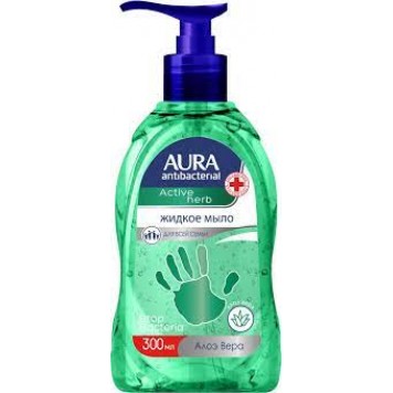Аура мыло/жидкое с антибак.эф.АЛОЭ 300мл(24шт)