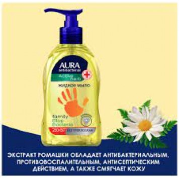 Аура мыло жидкое с антибак.эф. Ромашка 300мл дозтор