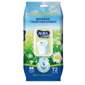 Аура влажная туалетная бумага 72шт.