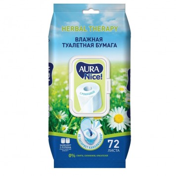 Аура влажная туалетная бумага 72шт.