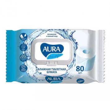 Аура влажная туалетная бумага 80шт Комфорт крышка