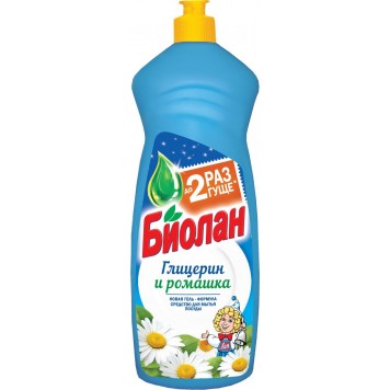 Биолан средство для мытья посуды 900мл Глицерином и Ромашка/12