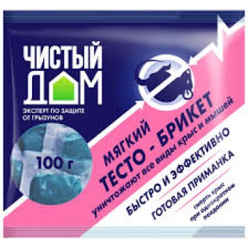 Чистый дом приманка тесто-брикет от крыс 100г