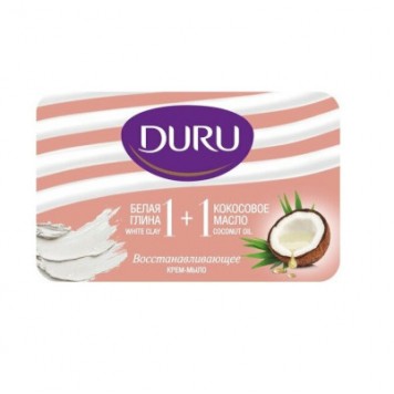 Дуру мыло туалетное 1+1 80 гр Глина/ масло кокос /24