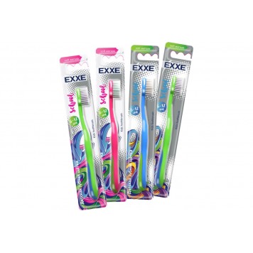 EXXE school Зубная щетка детская 1шт 6-12 лет мягкая*48(в ассортименте)