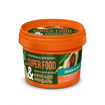 FK SUPER FOOD Маска для волос 100мл Авокадо, миндаль Объем и сила 