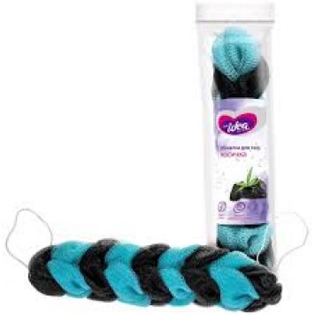 Fresh idea Губка д/тела 1шт КОСИЧКА (нейлоновая сетка/с ручками)/50