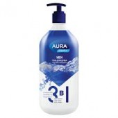 Гель для душа 3 в 1 для волос, тела и лица 1 л, AURA FAMILY MEN "Морские минералы", дозатор муж
