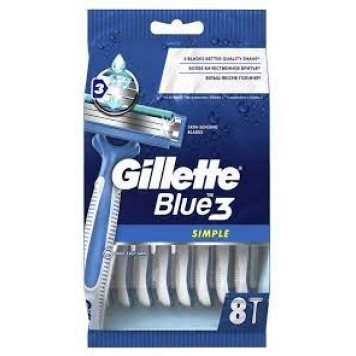 GILLETTE BLUE Simple3 Бритвы одноразовые 8шт													