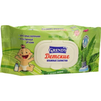 Гренди салфетки влажные Детские Алоэ вера 120шт/12