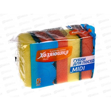 Хозяюшка губки для посуды Миди 5шт. Г-05(60шт)