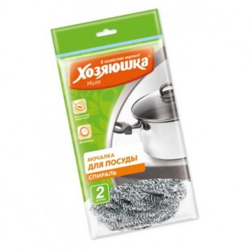 Хозяюшка мочалка для посуды спираль 2шт. КГ-03 (100шт)
