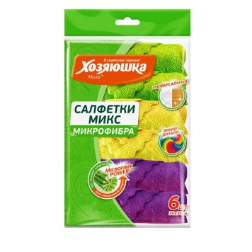 Хозяюшка набор салфеток универсальных мила микс микрофибра 6шт