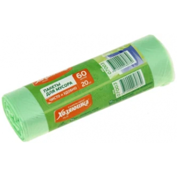 Хозяюшка пакеты для мусора 60 литров 20штук (70 рулонов)