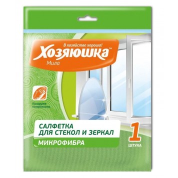 Хозяюшка салфетка для стекла и зеркал микрофибра 30*30 1шт /80