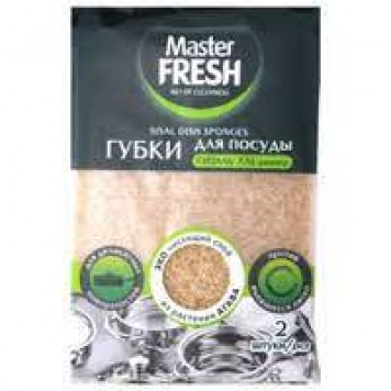 Master FRESH ЭКО губки д/посуды из АГАВЫ XXL-размер крупнопористый поролон, 2шт