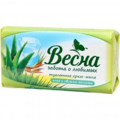 Мыло туалетное ВЕСНА алоэ и овсянное молочко 90гр Мыло туалетное ВЕСНА алоэ и овсянное молочко 90гр
