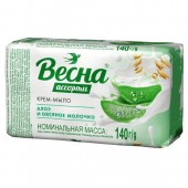 Мыло туалетное ВЕСНА алоэ и овсяное молочко 140гр. Мыло туалетное ВЕСНА алоэ и овсяное молочко 140гр.