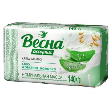 Мыло туалетное ВЕСНА алоэ и овсяное молочко 140гр.