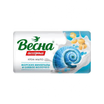 Мыло туалетное ВЕСНА морские минералы и соевое молочко 90гр)
