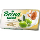 Мыло туалетное ВЕСНА олива и миндальное молочко 90гр Мыло туалетное ВЕСНА олива и миндальное молочко 90гр