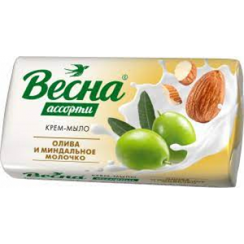 Мыло туалетное ВЕСНА олива и миндальное молочко 90гр