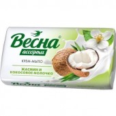Мыло туалетное ВЕСНА жасмин и кокосовое молочко 90гр)