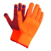 Перчатки х/б утепленные оранжевые с ПВХ