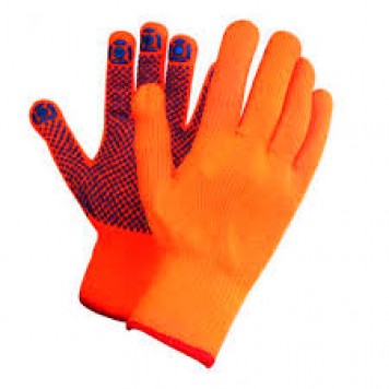 Перчатки х/б утепленные оранжевые с ПВХ