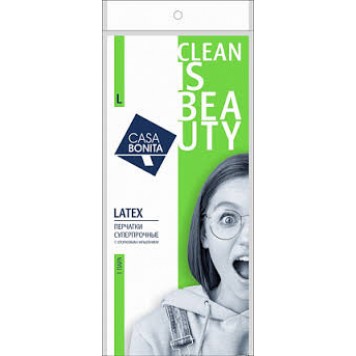 Перчатки хозяйственные CASA BONITA особопрочные с хлопковым напылением (р.L)