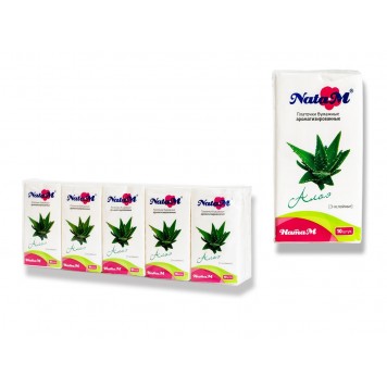 Платочки бумажные NATAM 3сл 10шт (алоэ 5344)