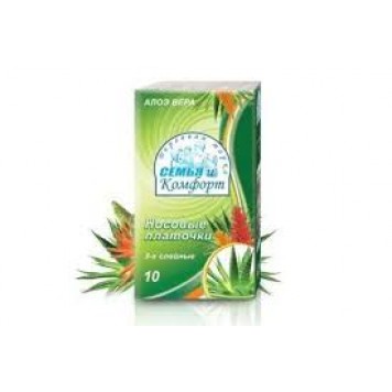 Платочки бумажные СЕМЬЯ И КОМФОРТ 3сл Алоэ