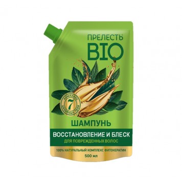 Прелесть Био Шампунь 500 мл дой-пак фитокератин вост. и блеск 