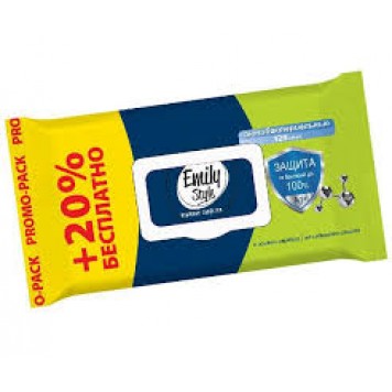 ПРОМО Emily Style влаж салфетки АНТИБАКТЕРИАЛЬНЫЕ 100+20шт с клапаном (+20% БЕСП