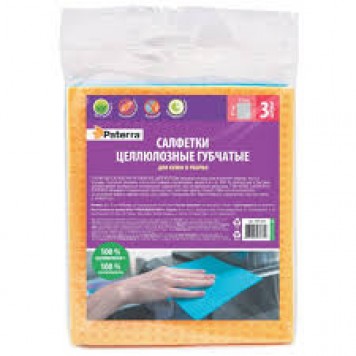 Салфетка целлюлозная губчатая 3шт paterra/50