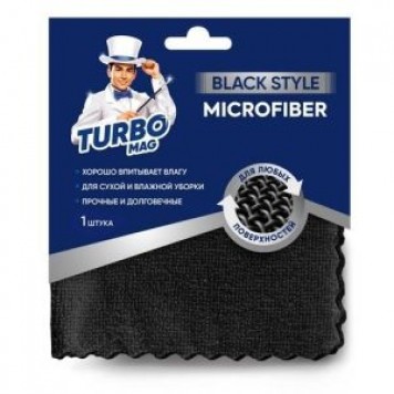 Салфетка универсальная "TURBOMAG" BLACK STYLE, микрофибра  220г/м2, 30*30 см, 1 шт.