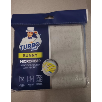 Салфетка универсальная "TURBOMAG" SUNNY, микрофибра 30*30 см, 3 шт.