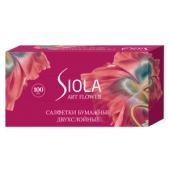 Салфетки бумажные SIOLA Коллекция 1 Art Flower 100шт 2-х слойные белые в коробке