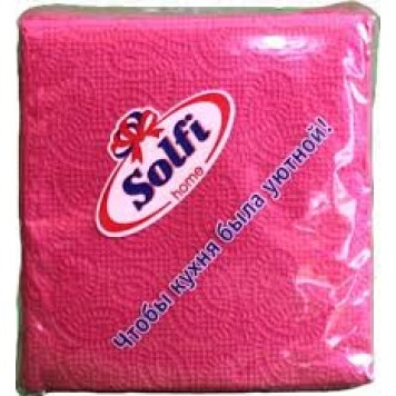 Салфетки бумажные SOLFI 50шт 24х24см цветные интенсив (бордо)