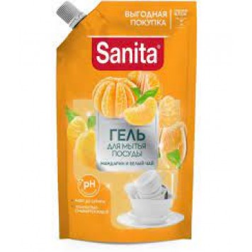 Санита средство для мытья посуды900мл дой-пак (Мандарин и белый чай)