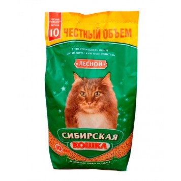 Сибирская кошка наполнитель 10л  Лесной древ. гранулы 10мм
