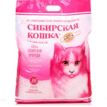 Сибирская кошка наполнитель 16л Элитный силикагель д/привер.кошек, розовые гранулы