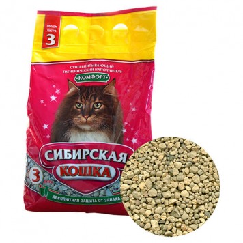 Сибирская кошка наполнитель 3л Комфорт (впитывающий)