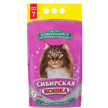 Сибирская кошка наполнитель 7л Экстра д/длиннош.комкующийся