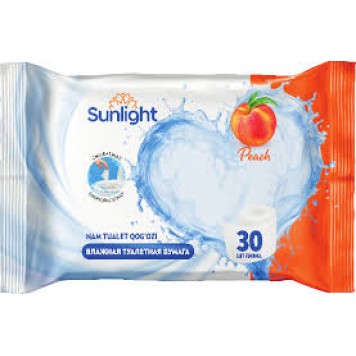SUNLIGHT Влажная туалетная бумага 30шт Персик/24