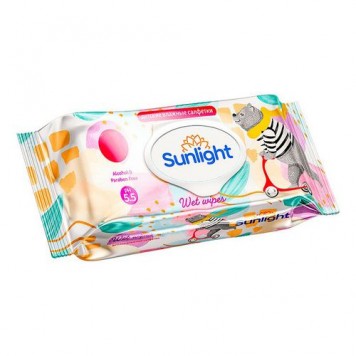 SUNLIGHT Влажные Салфетки BABY ECO 72шт Мишка (с клапаном)/24
