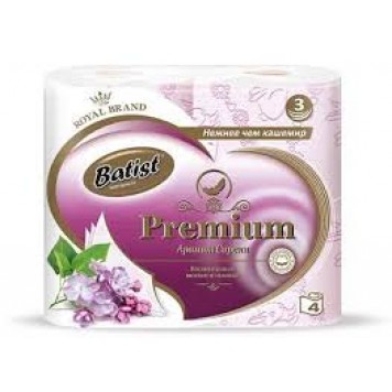Туалетная бумага Батист 3сл 4шт Аромат сирени /12