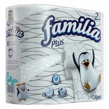 Туалетная бумага Familia плюс Белая 4шт 2сл