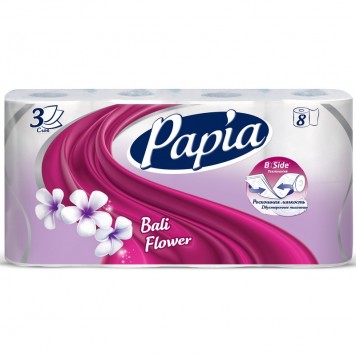 Туалетная бумага Papia 3сл 8шт Баллийский цветок 1/7